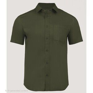 Fresh Clean Threads Short Sleeve Button Up Shirt Men's  Army Green Large EUC